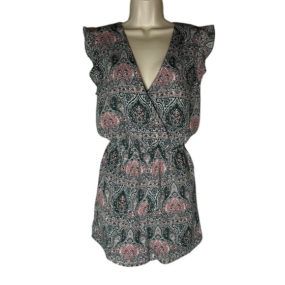 JACK by BB Dakota Multicolor, V-Neck Romper with elastic waist Sz S - Picture 1 of 6